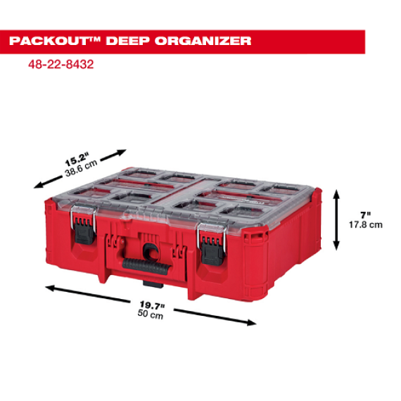 Milwaukee 米沃奇 48-22-8432 Milwaukee PACKOUT™ DEEP ORGANIZER 配套厚型工具箱